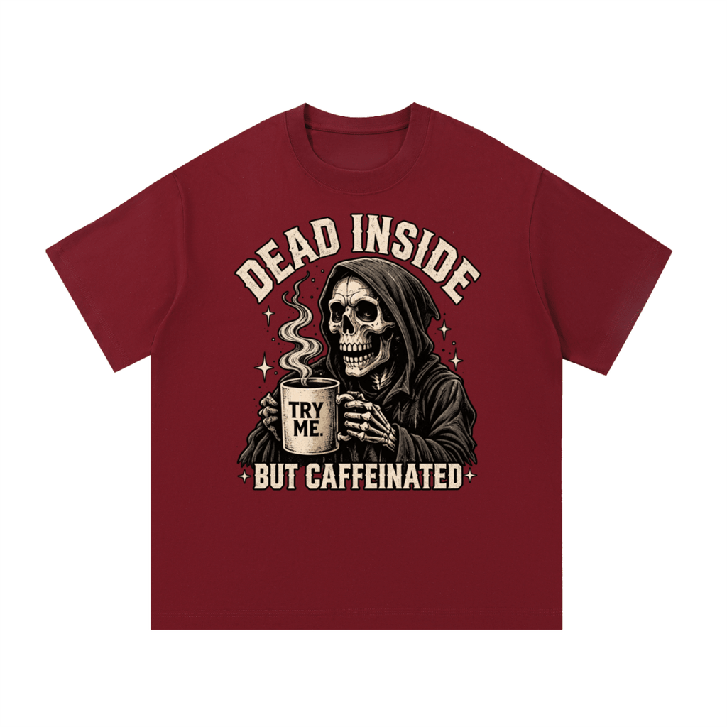 Dead Inside, But Caffeinated Essential Cotton T-Shirt - Shirt Habit