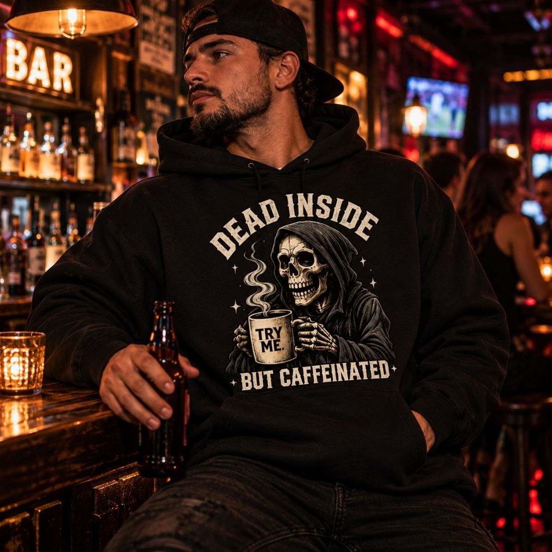 Dead Inside, But Caffeinated Essential Heavyweight Hoodie - Shirt Habit