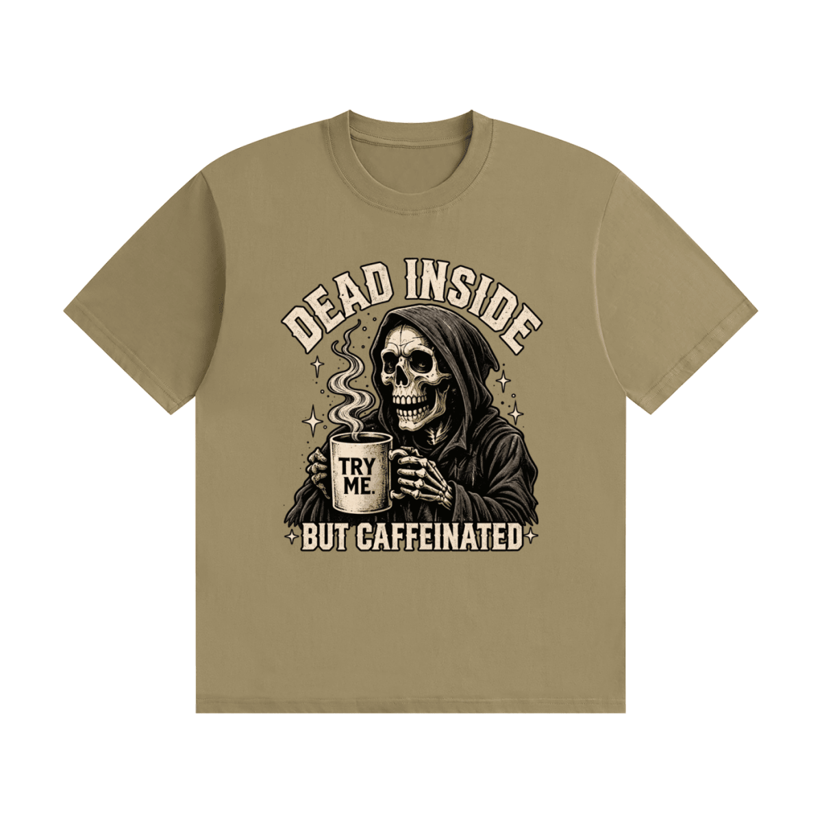 Dead Inside, But Caffeinated Unisex Seamless Cotton T-Shirt - Shirt Habit