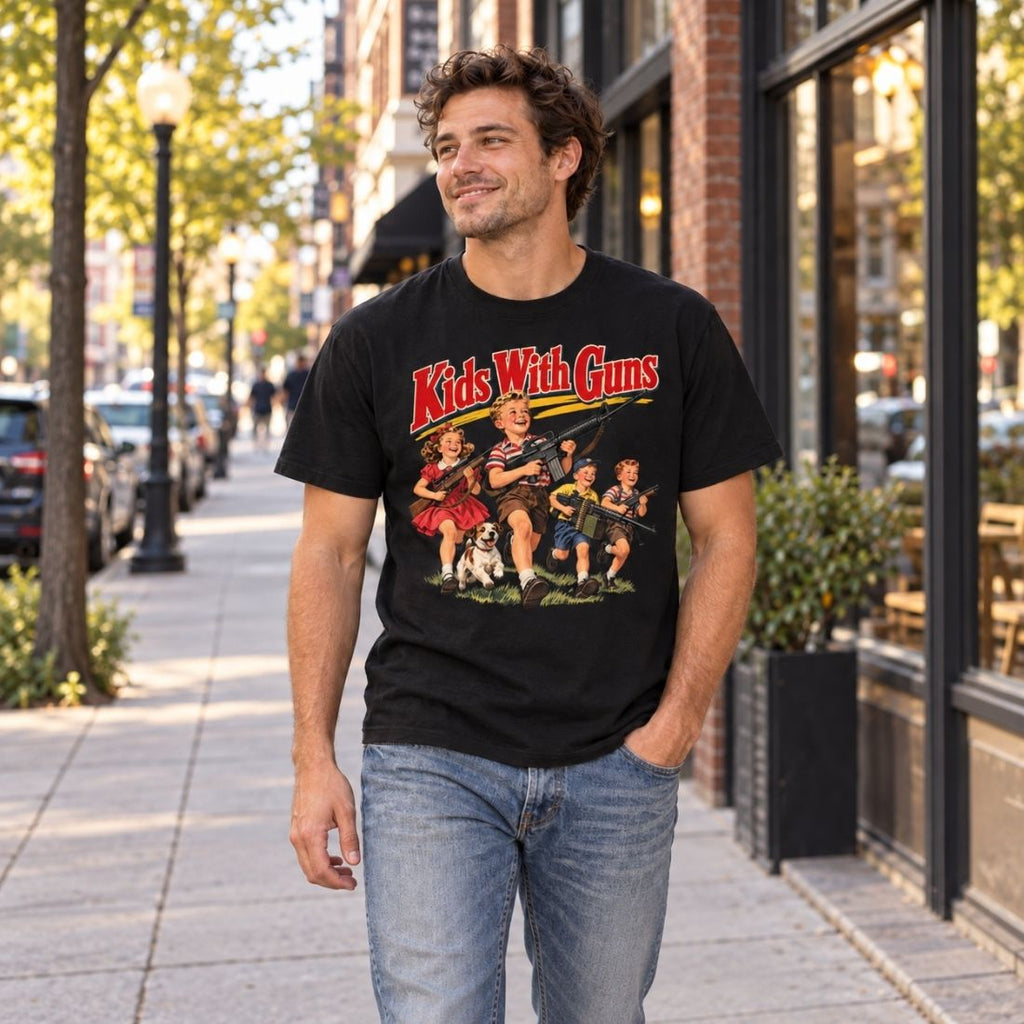 Kids With Guns Vintage 1950s Essential Cotton T-Shirt - Shirt Habit
