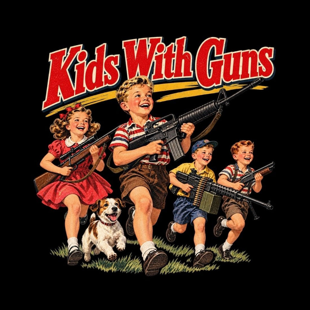 Kids With Guns Vintage 1950s Essential Cotton T-Shirt - Shirt Habit