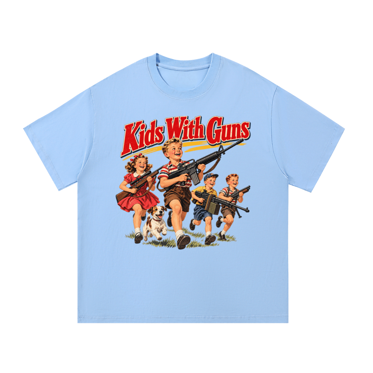 Kids With Guns Vintage 1950s Essential Cotton T-Shirt - Shirt Habit