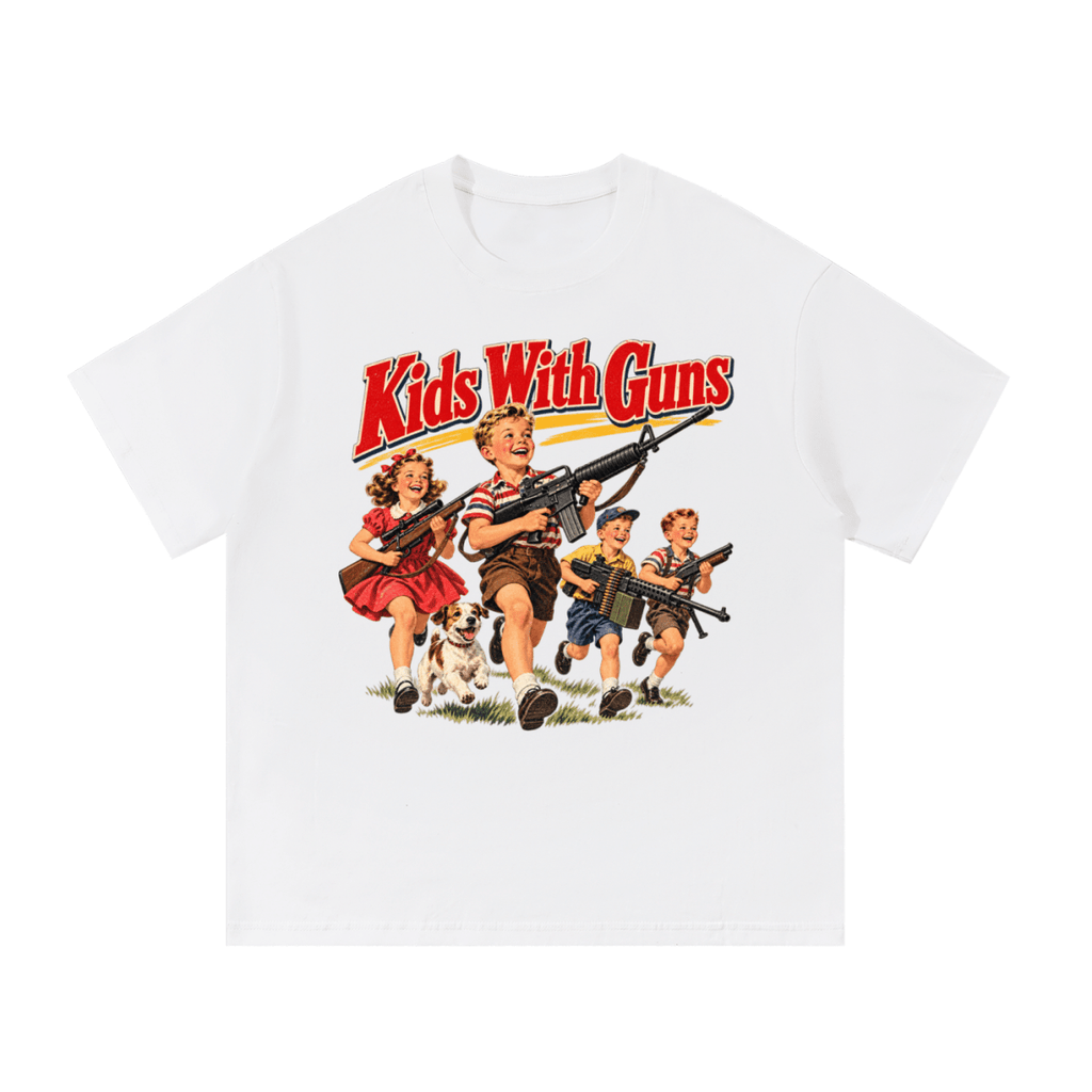 Kids With Guns Vintage 1950s Essential Cotton T-Shirt - Shirt Habit