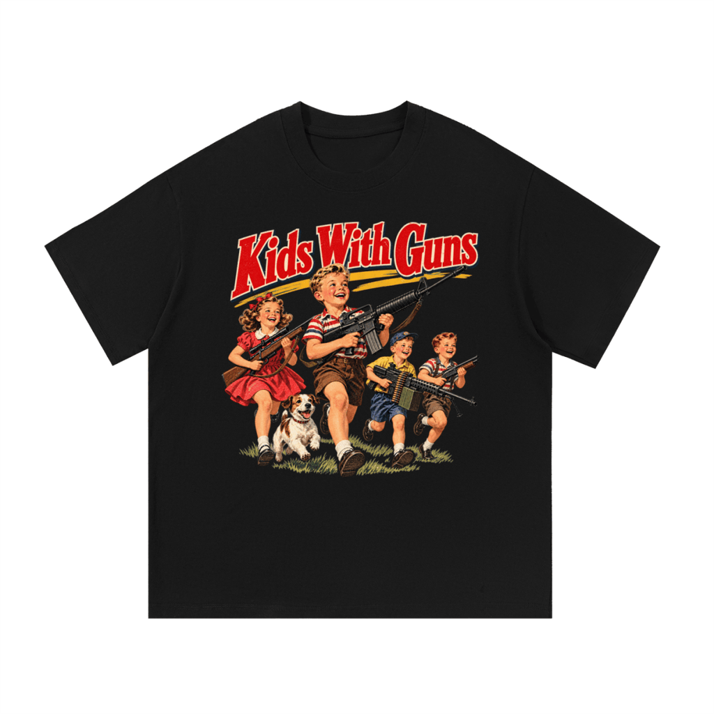 Kids With Guns Vintage 1950s Essential Cotton T-Shirt - Shirt Habit