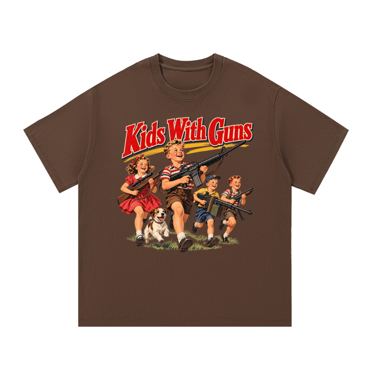 Kids With Guns Vintage 1950s Essential Cotton T-Shirt - Shirt Habit