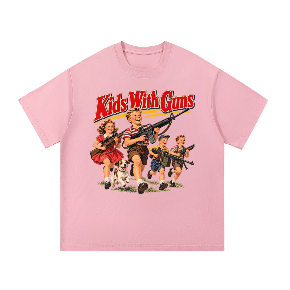 Kids With Guns Vintage 1950s Essential Cotton T-Shirt - Shirt Habit