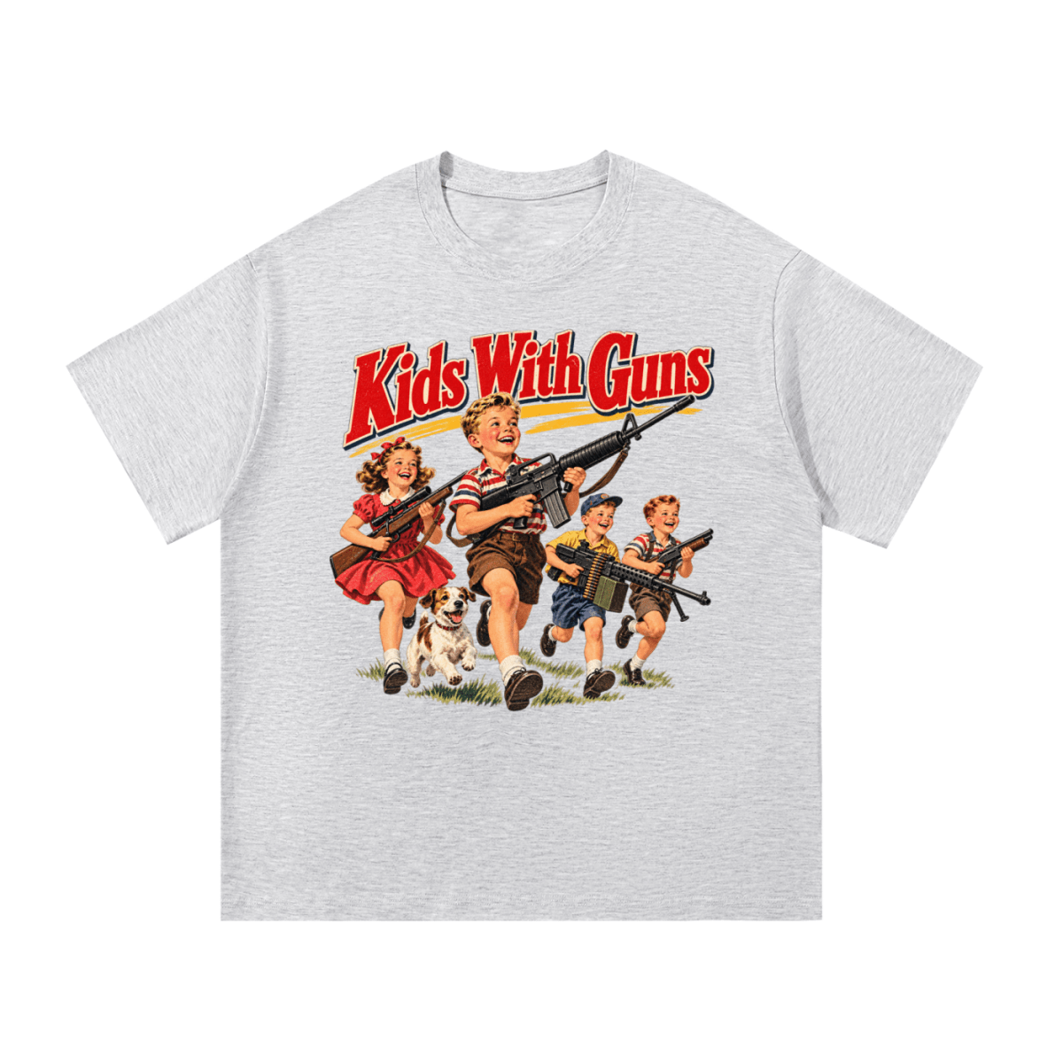 Kids With Guns Vintage 1950s Essential Cotton T-Shirt - Shirt Habit
