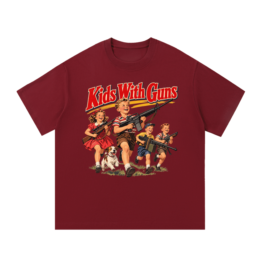 Kids With Guns Vintage 1950s Essential Cotton T-Shirt - Shirt Habit