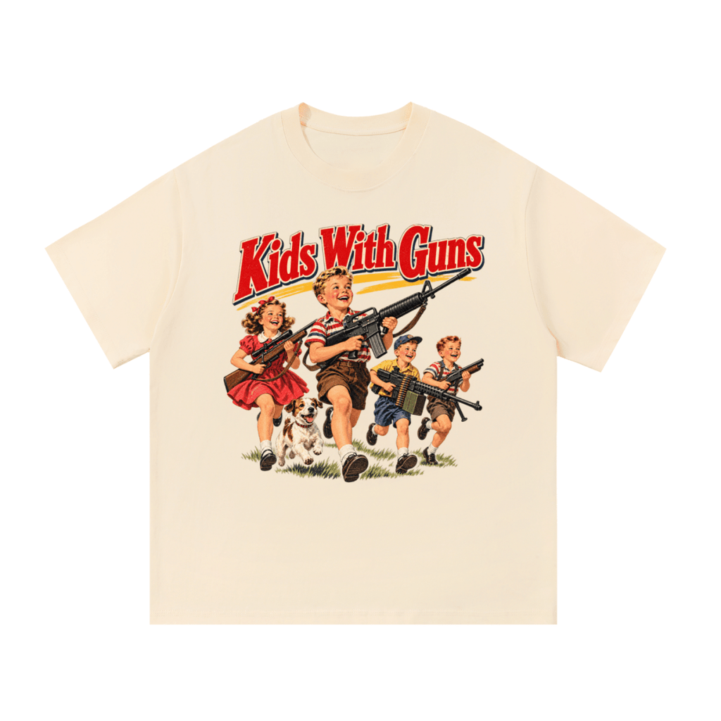 Kids With Guns Vintage 1950s Essential Cotton T-Shirt - Shirt Habit