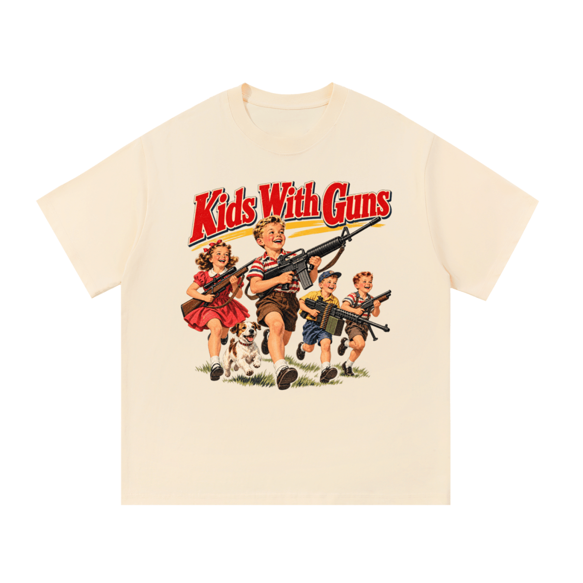 Kids With Guns Vintage 1950s Essential Cotton T-Shirt - Shirt Habit