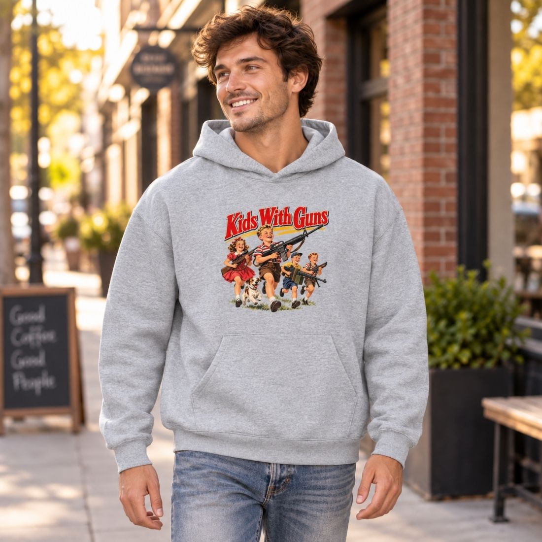 Kids With Guns Vintage 1950s Heavyweight Hoodie - Shirt Habit