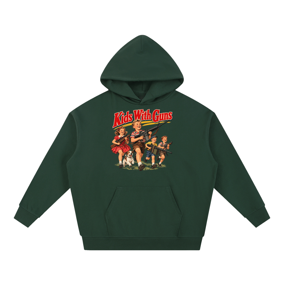 Kids With Guns Vintage 1950s Heavyweight Hoodie - Shirt Habit