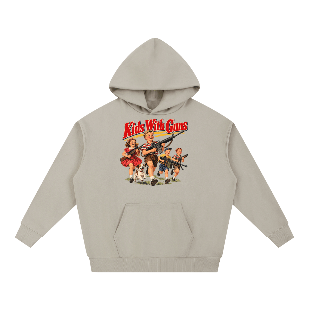 Kids With Guns Vintage 1950s Heavyweight Hoodie - Shirt Habit