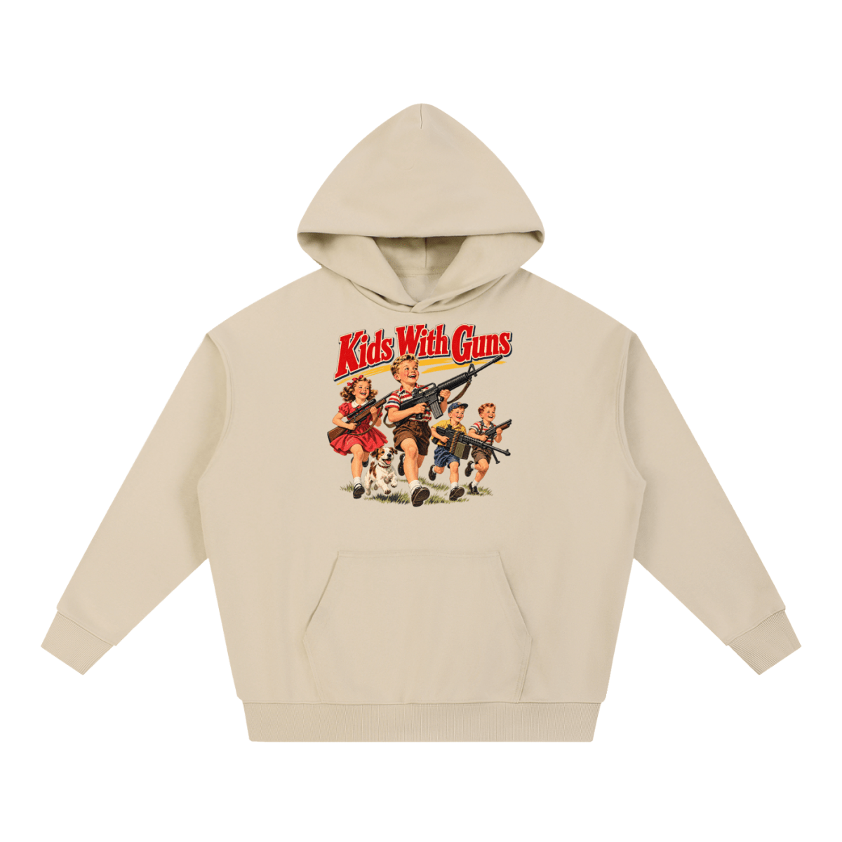 Kids With Guns Vintage 1950s Heavyweight Hoodie - Shirt Habit