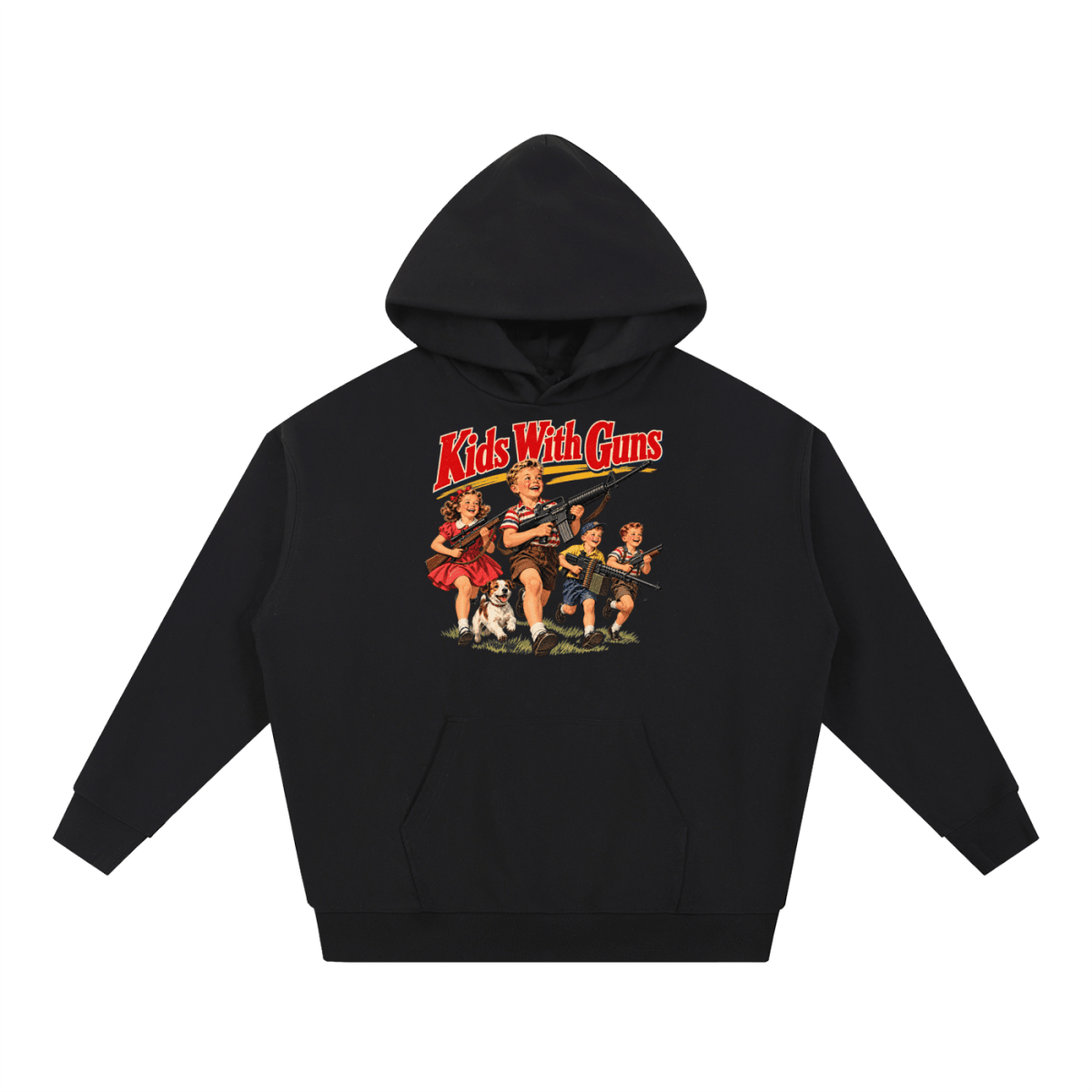 Kids With Guns Vintage 1950s Heavyweight Hoodie - Shirt Habit