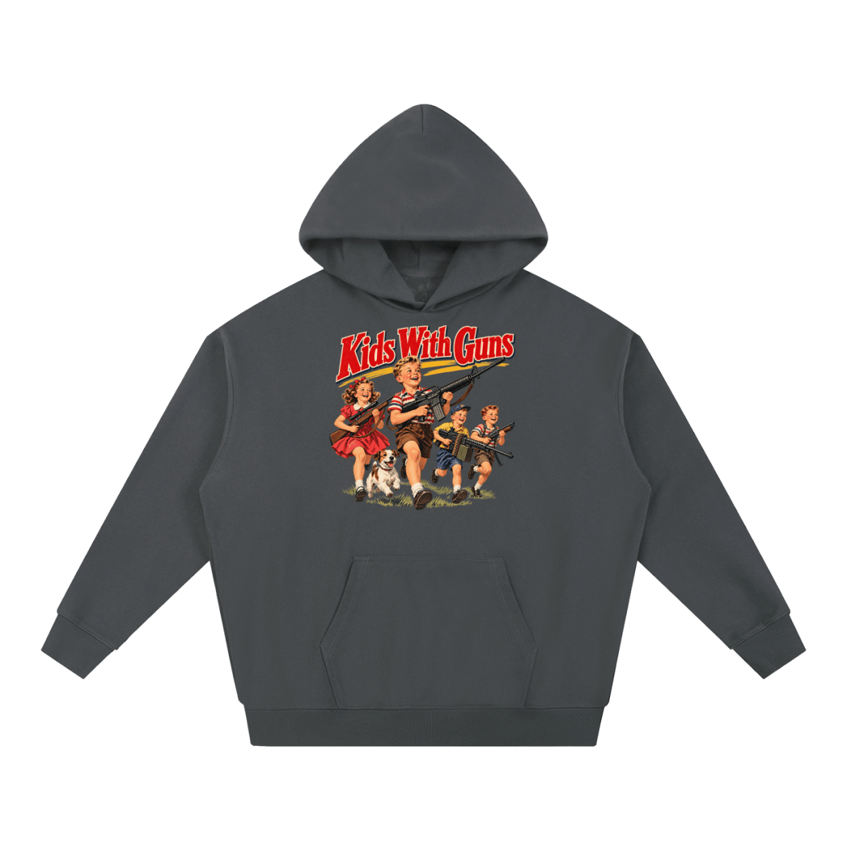 Kids With Guns Vintage 1950s Heavyweight Hoodie - Shirt Habit