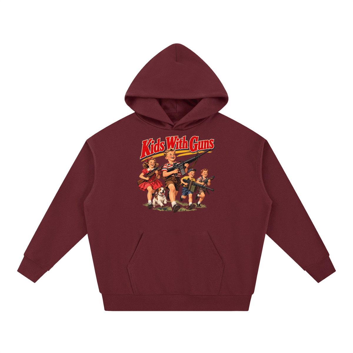 Kids With Guns Vintage 1950s Heavyweight Hoodie - Shirt Habit
