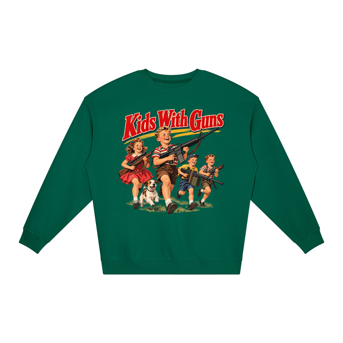 Kids With Guns Vintage 1950s Unisex Loose Crewneck Sweatshirt - Shirt Habit