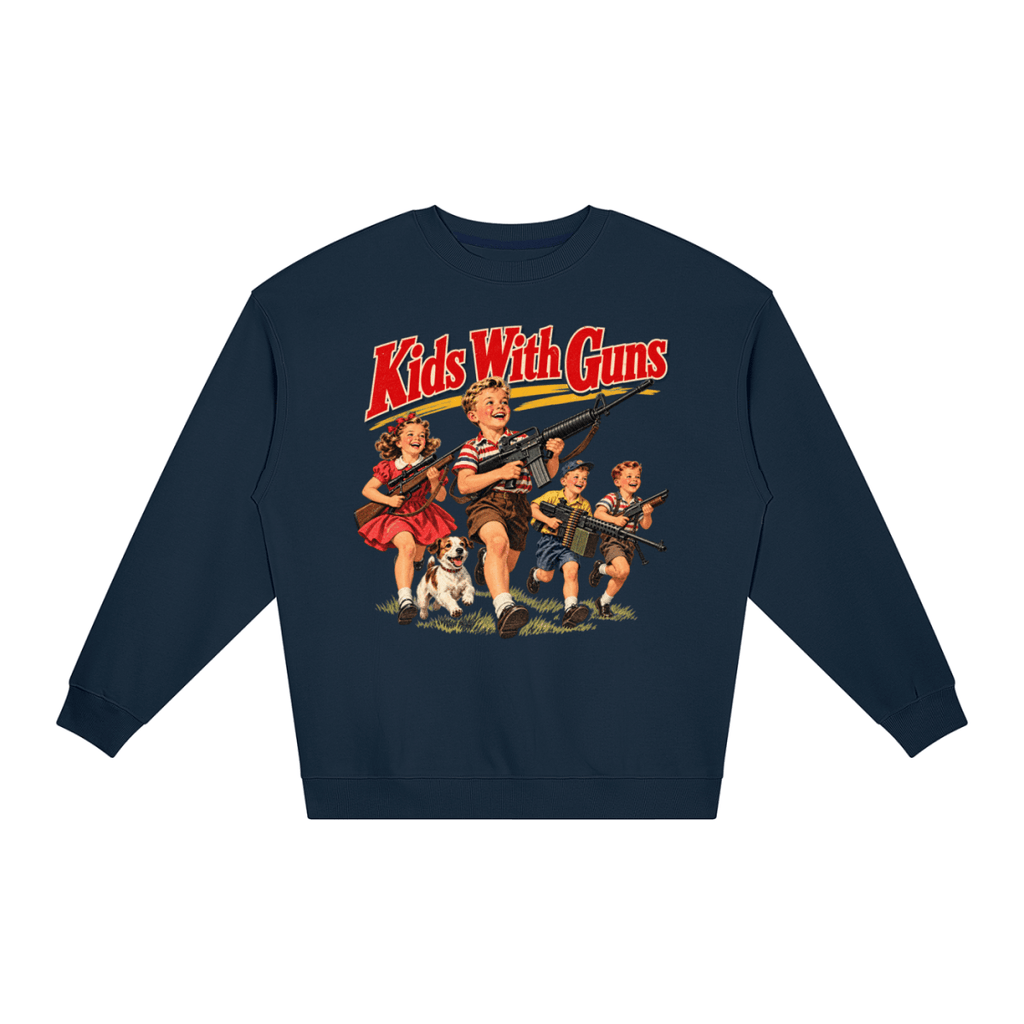 Kids With Guns Vintage 1950s Unisex Loose Crewneck Sweatshirt - Shirt Habit