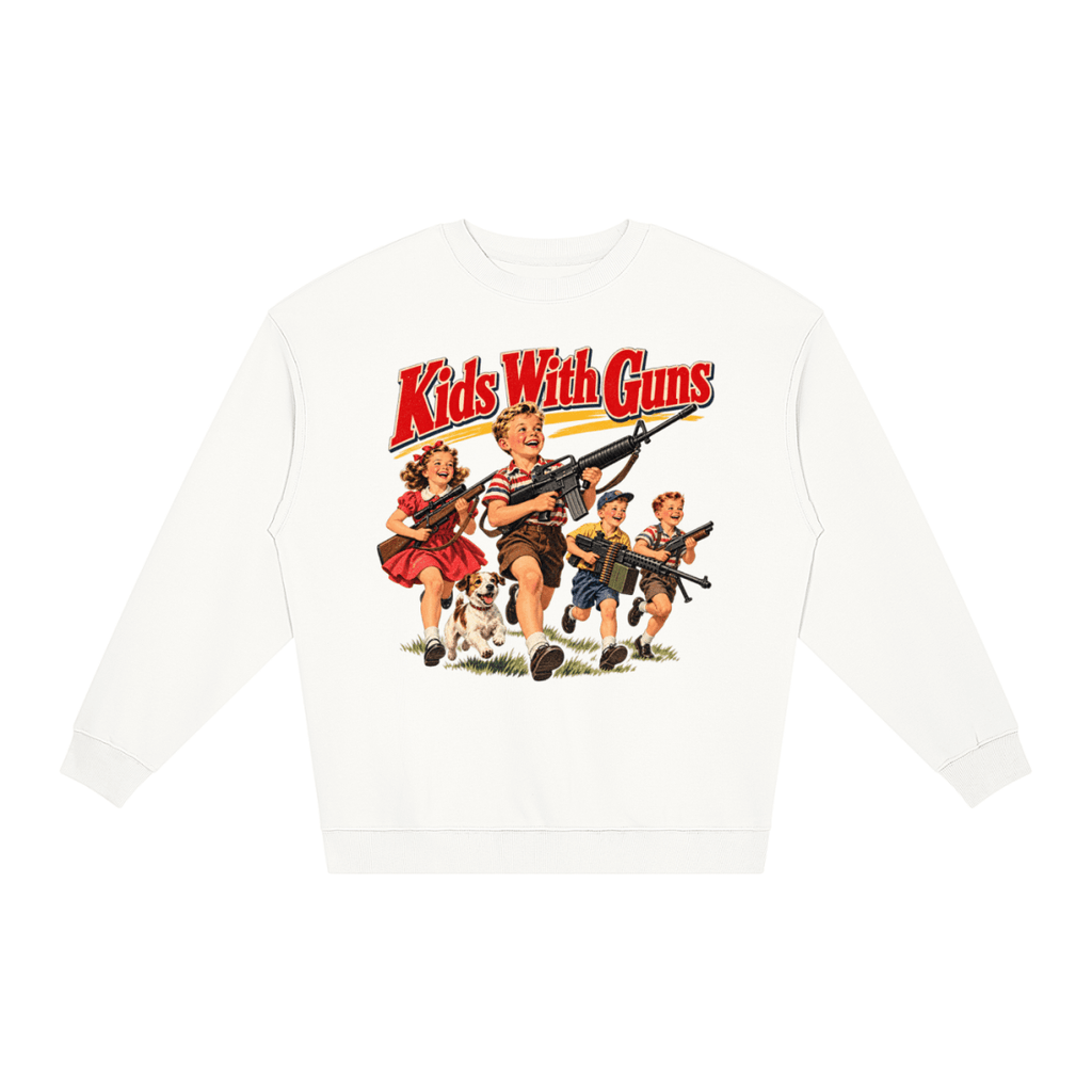 Kids With Guns Vintage 1950s Unisex Loose Crewneck Sweatshirt - Shirt Habit
