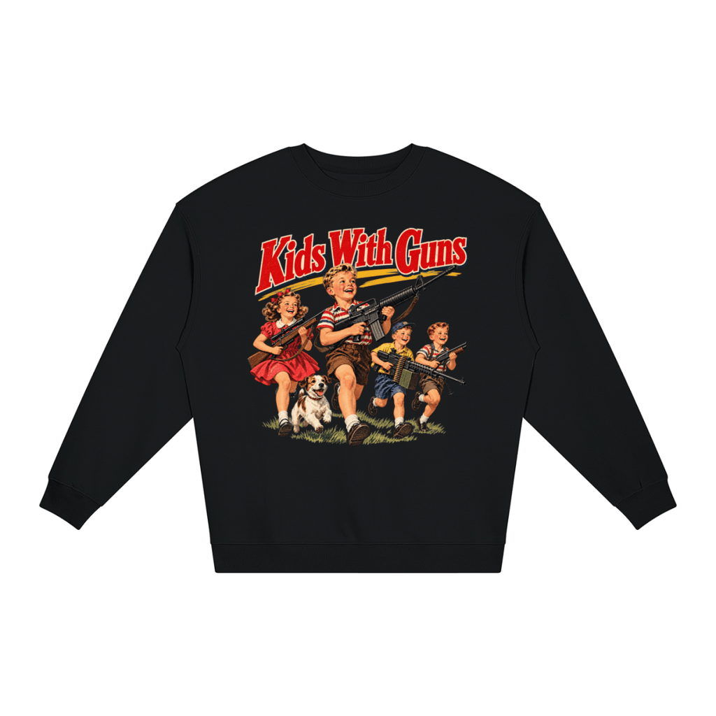 Kids With Guns Vintage 1950s Unisex Loose Crewneck Sweatshirt - Shirt Habit