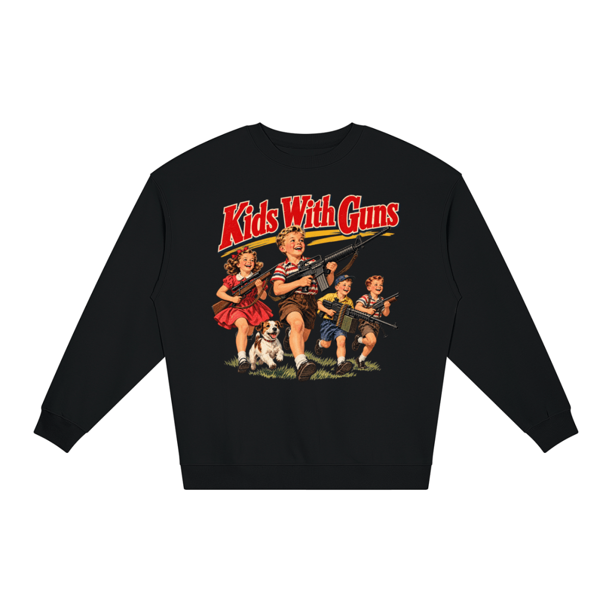 Kids With Guns Vintage 1950s Unisex Loose Crewneck Sweatshirt - Shirt Habit