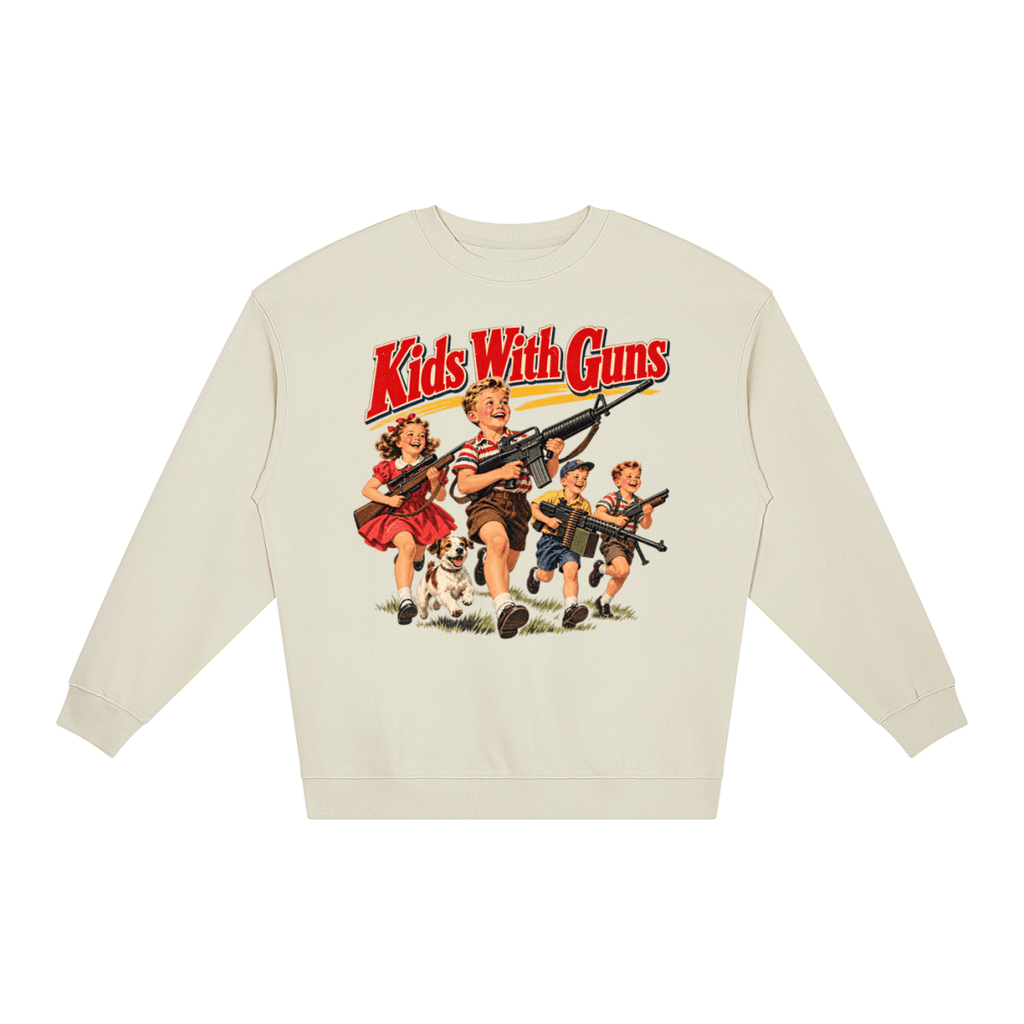 Kids With Guns Vintage 1950s Unisex Loose Crewneck Sweatshirt - Shirt Habit