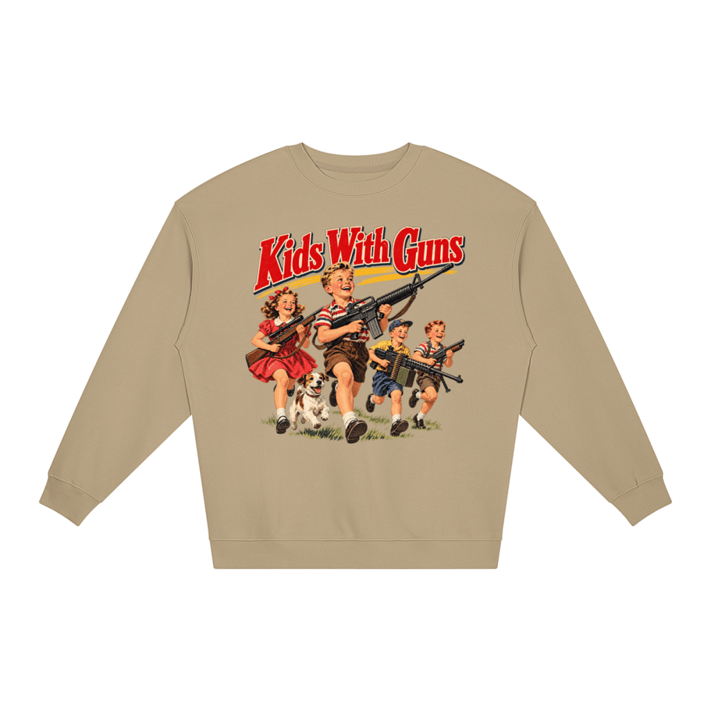 Kids With Guns Vintage 1950s Unisex Loose Crewneck Sweatshirt - Shirt Habit