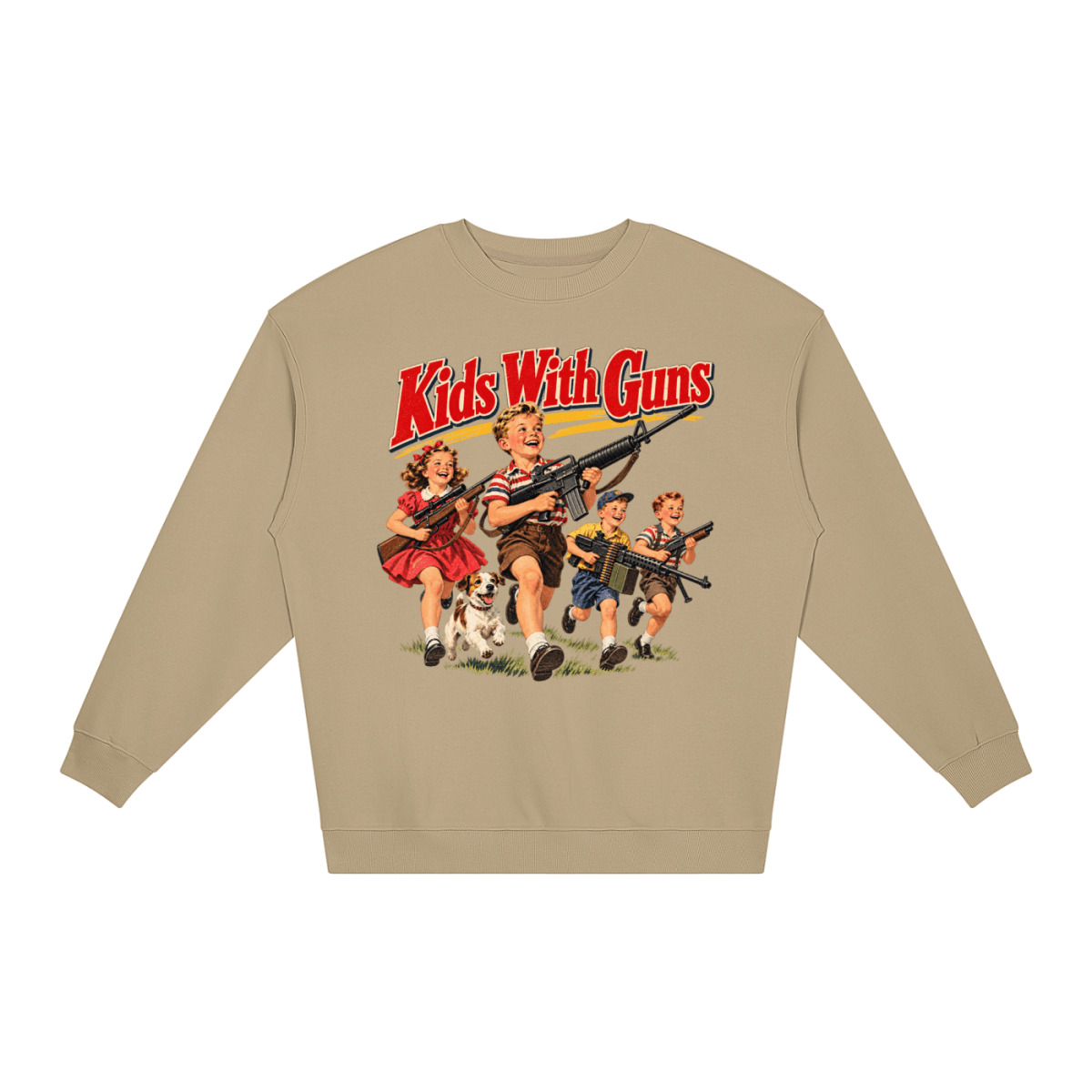 Kids With Guns Vintage 1950s Unisex Loose Crewneck Sweatshirt - Shirt Habit