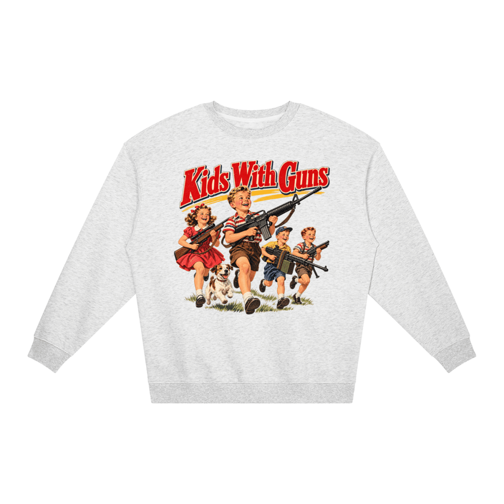 Kids With Guns Vintage 1950s Unisex Loose Crewneck Sweatshirt - Shirt Habit