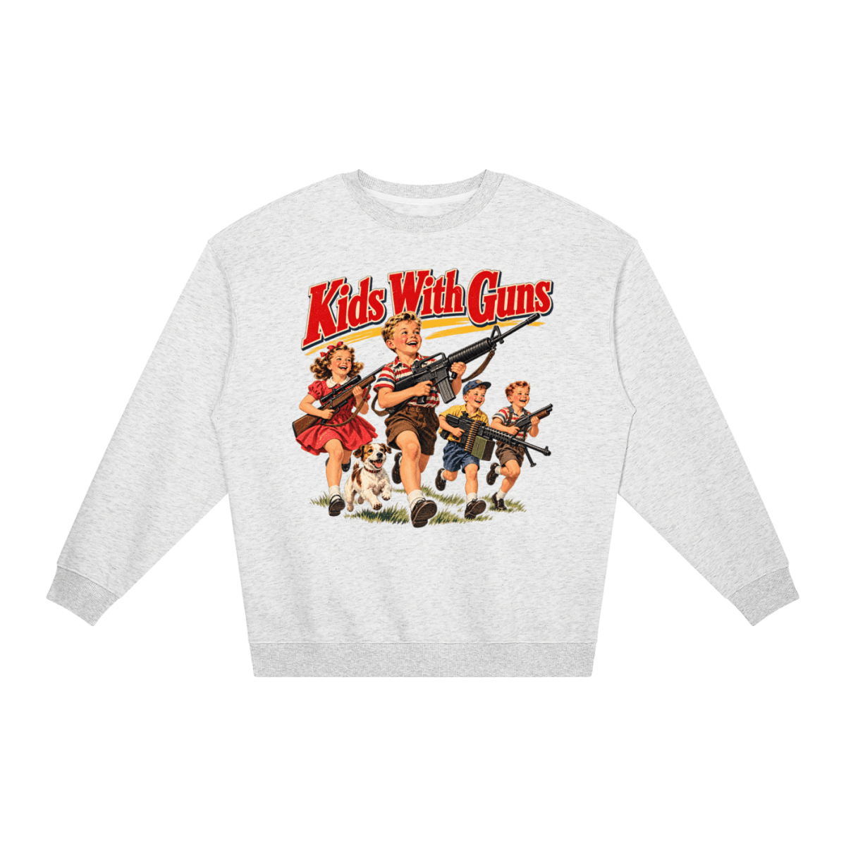Kids With Guns Vintage 1950s Unisex Loose Crewneck Sweatshirt - Shirt Habit