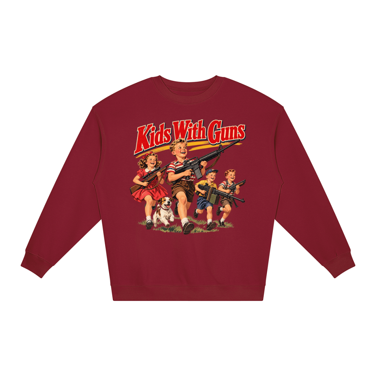Kids With Guns Vintage 1950s Unisex Loose Crewneck Sweatshirt - Shirt Habit