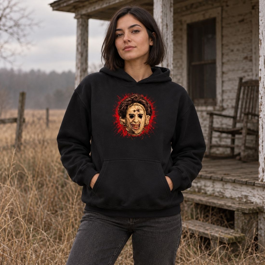 Leatherface-Inspired Mask Horror Essential Heavyweight Hoodie - Shirt Habit
