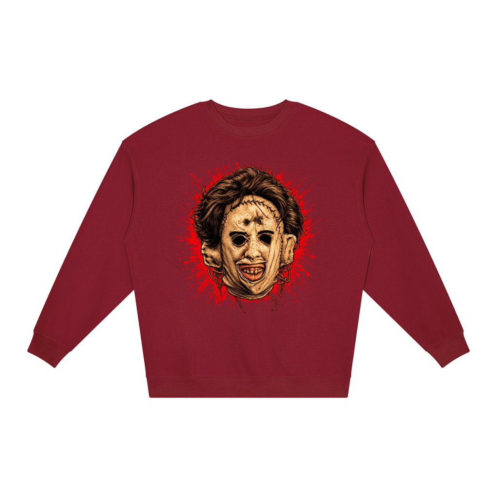 Leatherface-Inspired Mask Horror Loose Crewneck Sweatshirt - Shirt Habit
