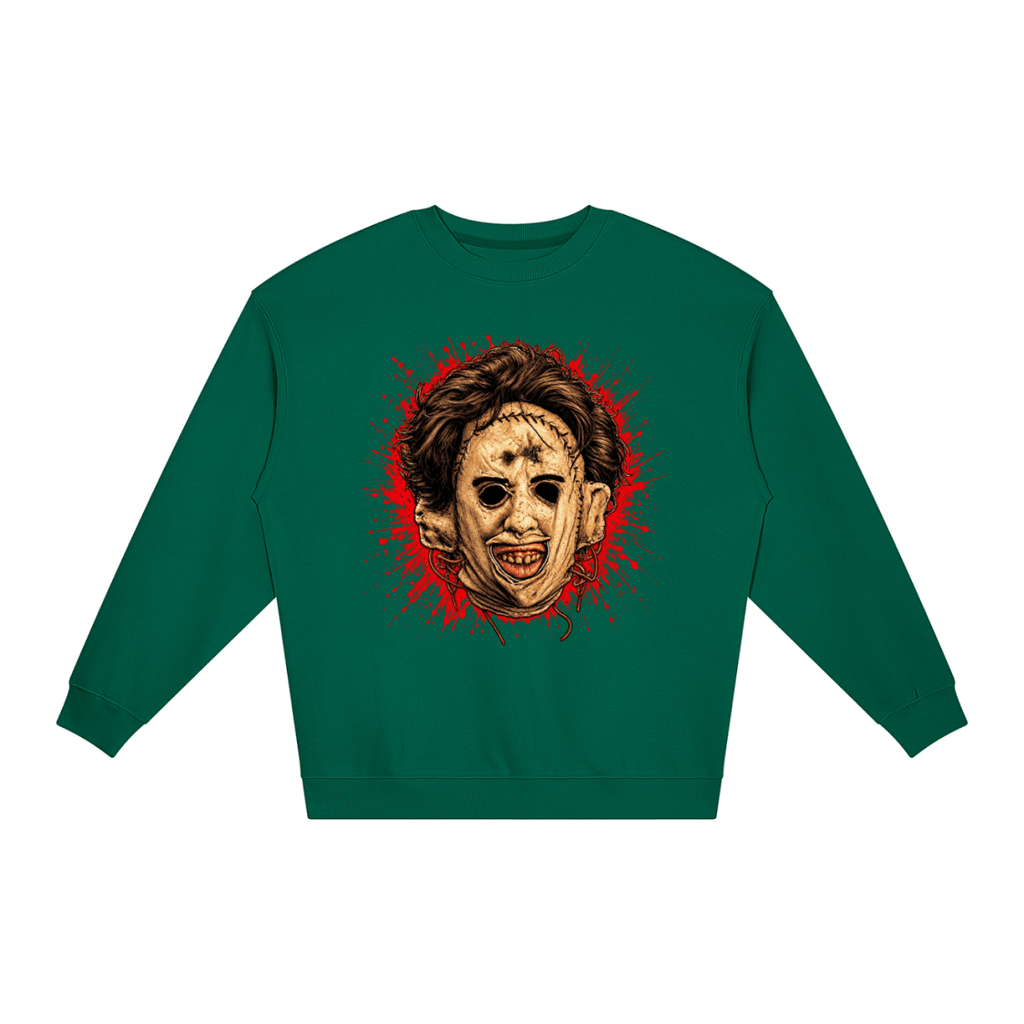 Leatherface-Inspired Mask Horror Loose Crewneck Sweatshirt - Shirt Habit