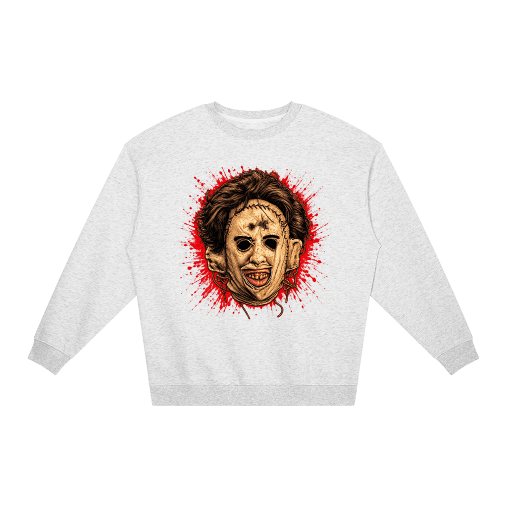 Leatherface-Inspired Mask Horror Loose Crewneck Sweatshirt - Shirt Habit