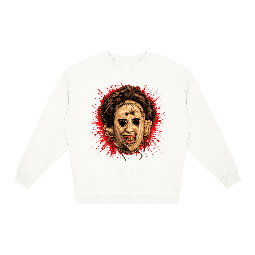 Leatherface-Inspired Mask Horror Loose Crewneck Sweatshirt - Shirt Habit