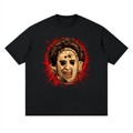 Leatherface-Inspired Mask Horror Streetwear Loose Drop Shoulder T-Shirt
