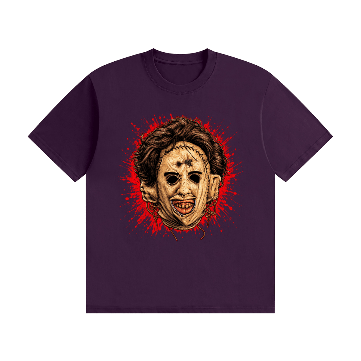 Leatherface-Inspired Mask Horror Unisex Seamless Cotton T-Shirt - Shirt Habit