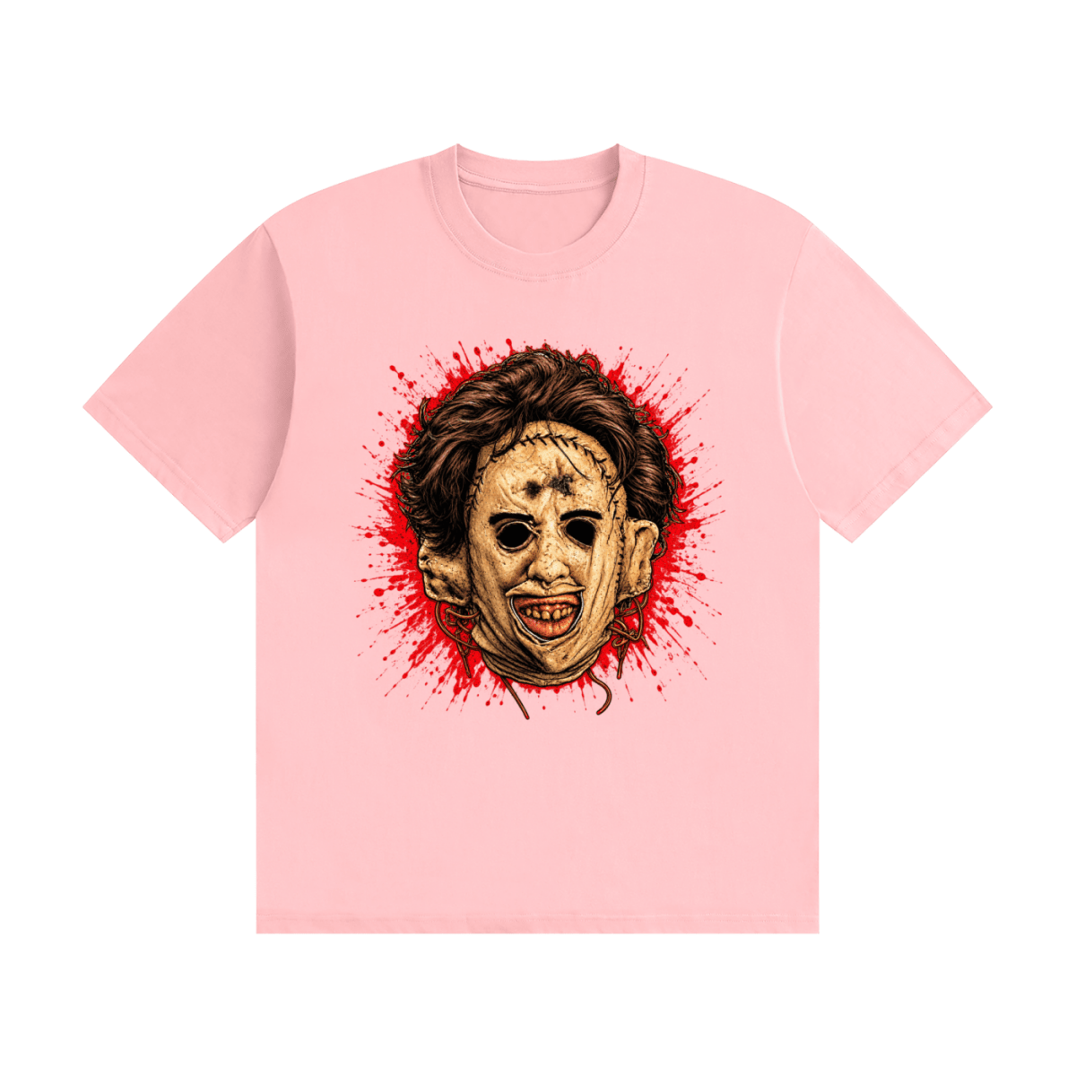 Leatherface-Inspired Mask Horror Unisex Seamless Cotton T-Shirt - Shirt Habit