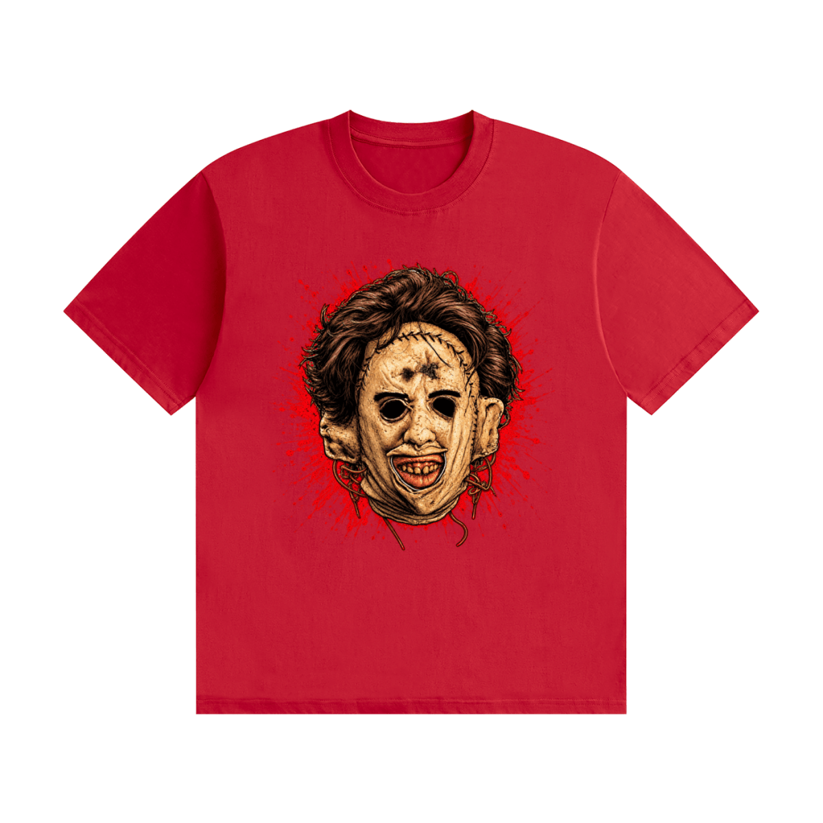 Leatherface-Inspired Mask Horror Unisex Seamless Cotton T-Shirt - Shirt Habit