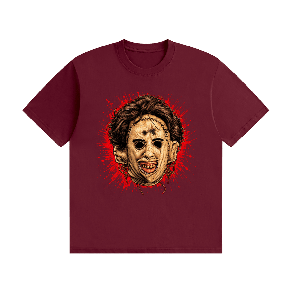 Leatherface-Inspired Mask Horror Unisex Seamless Cotton T-Shirt - Shirt Habit
