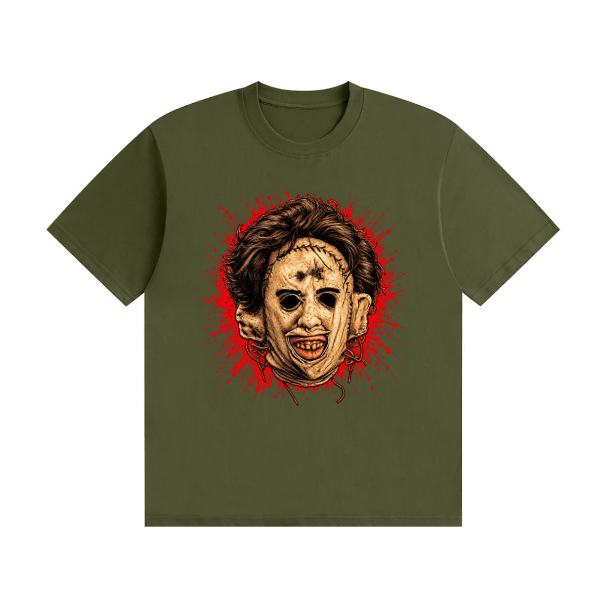 Leatherface-Inspired Mask Horror Unisex Seamless Cotton T-Shirt - Shirt Habit