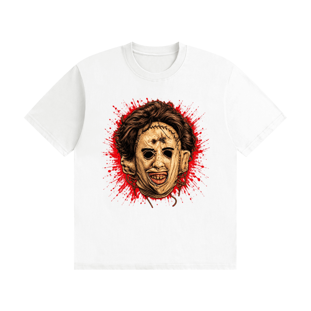 Leatherface-Inspired Mask Horror Unisex Seamless Cotton T-Shirt - Shirt Habit