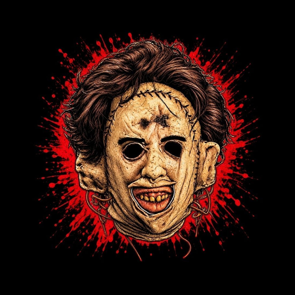 Leatherface-Inspired Mask Horror Unisex Seamless Cotton T-Shirt - Shirt Habit
