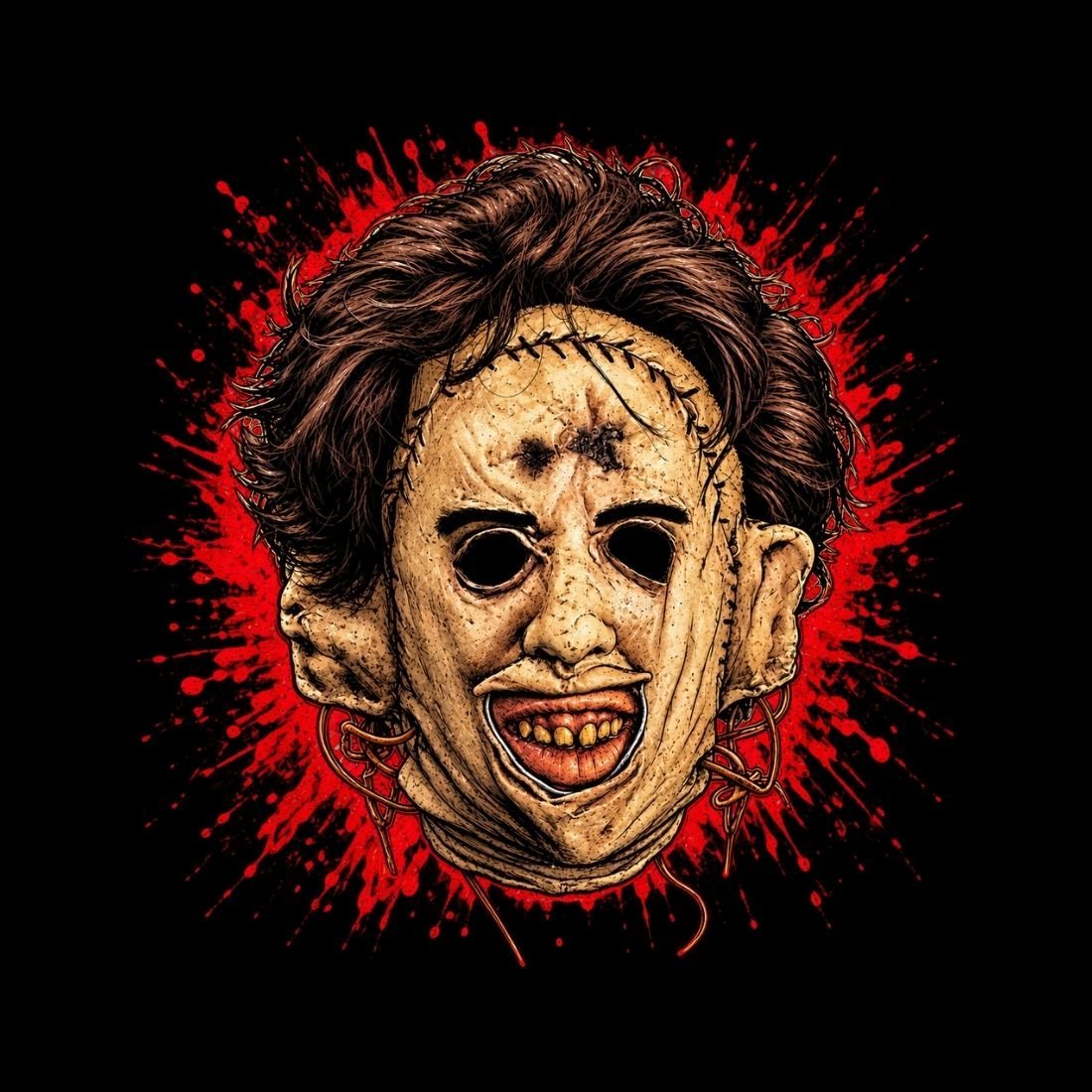 Leatherface-Inspired Mask Horror Unisex Seamless Cotton T-Shirt - Shirt Habit