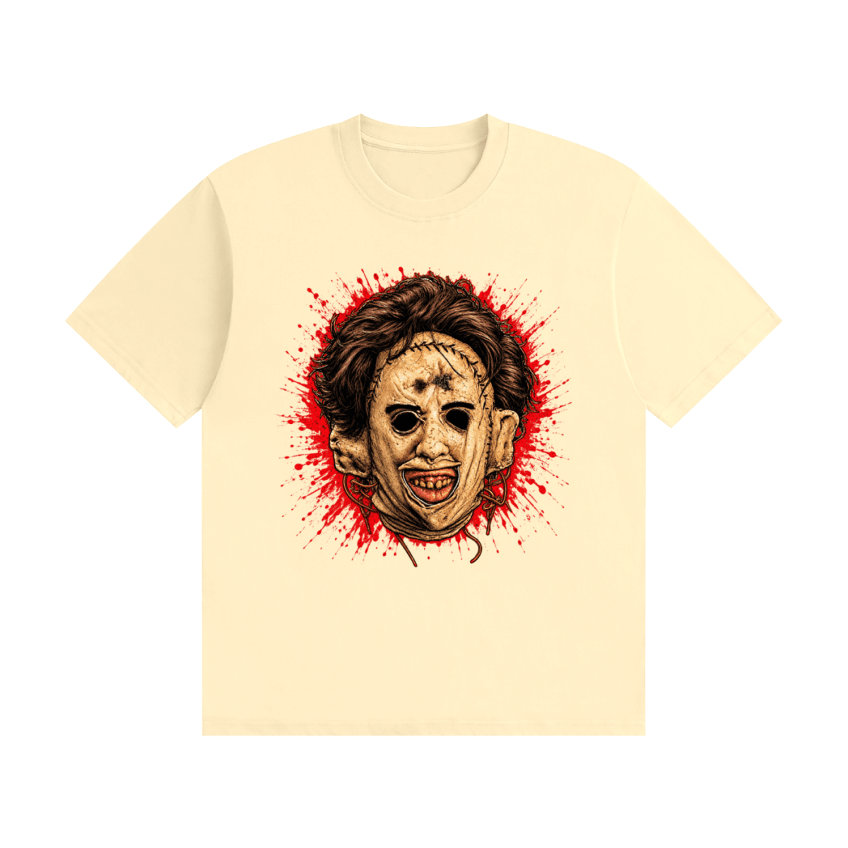 Leatherface-Inspired Mask Horror Unisex Seamless Cotton T-Shirt - Shirt Habit
