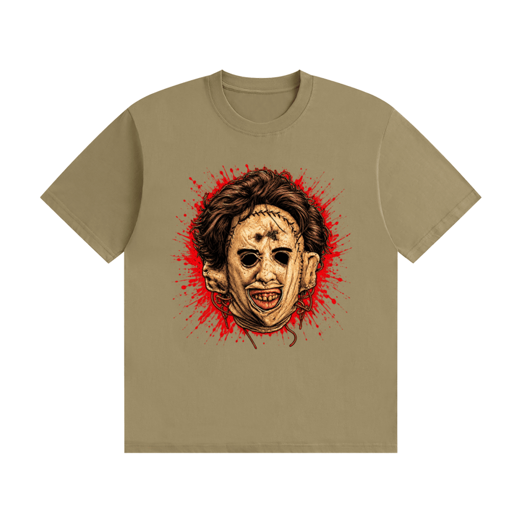 Leatherface-Inspired Mask Horror Unisex Seamless Cotton T-Shirt - Shirt Habit