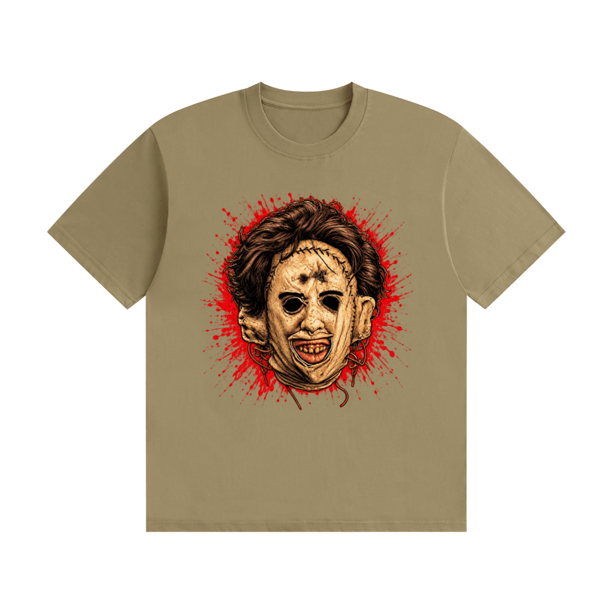 Leatherface-Inspired Mask Horror Unisex Seamless Cotton T-Shirt - Shirt Habit