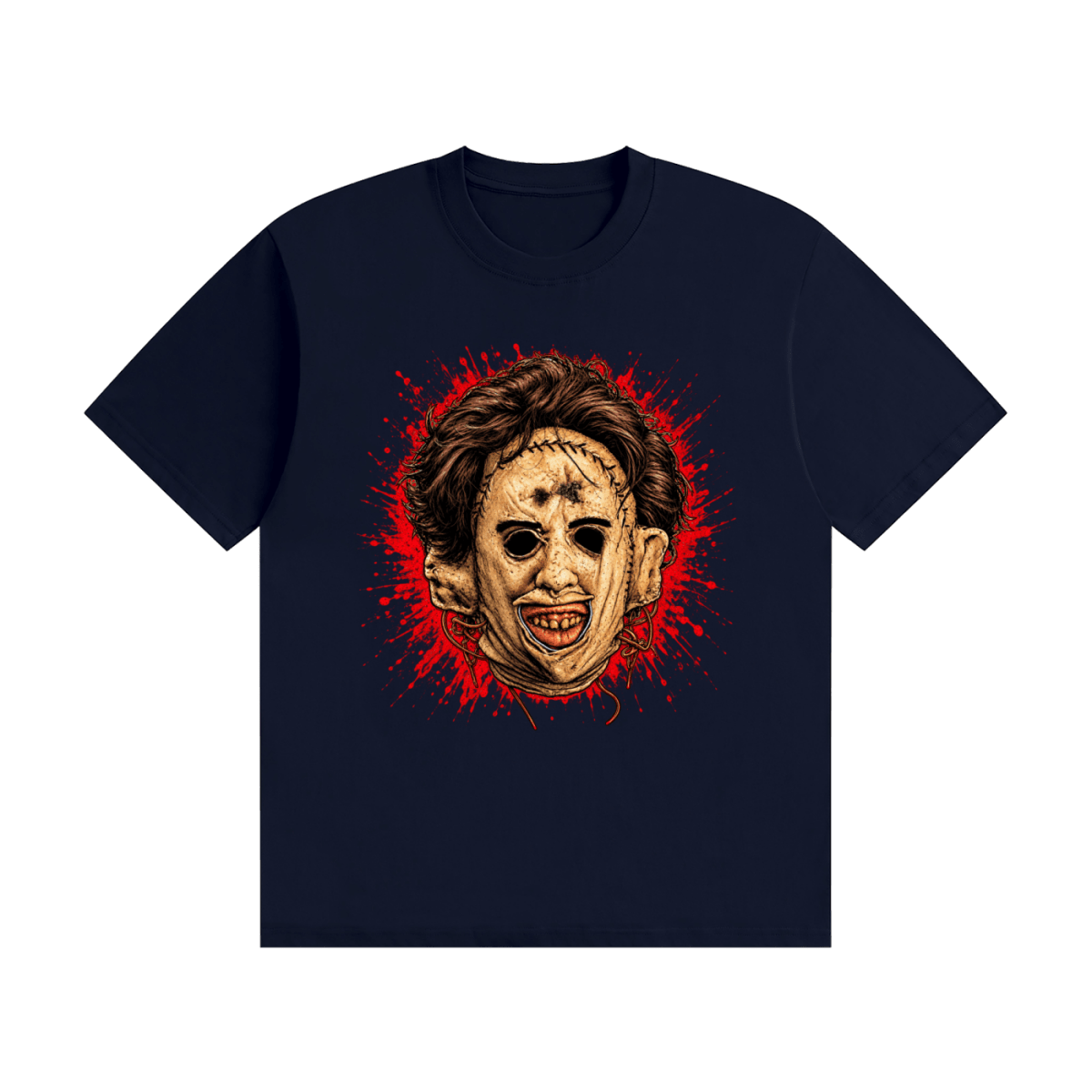 Leatherface-Inspired Mask Horror Unisex Seamless Cotton T-Shirt - Shirt Habit